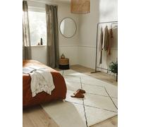 Benuta Pure - Alfombra de Lana bereber, 100% Lana Anudada a Mano, Rectangular y en Estilo: bereber, geométrica, Tradicional, Hygge & Cozy, Minimalista, Natural, fácil de Limpiar, Crema, 80 x 150 cm