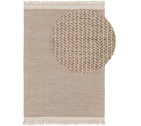 benuta Pure Alfombra Lana Kim - Beige 120x170 cm - Algodón - Rectangular & Estilo: Ikat, Hygge & Cozy, Minimalista - para Salon, Sala de Estar, Dormitorio - Fácil de Limpiar