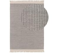 benuta Pure Alfombra Lana Kim - Gris 120x170 cm - Algodón - Rectangular & Estilo: Ikat, Hygge & Cozy, Minimalista - para Salon, Sala de Estar, Dormitorio - Fácil de Limpiar