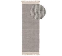 benuta Pure Alfombra Lana Kim - Gris 80x250 cm - Algodón - Pasillo & Estilo: Ikat, Hygge & Cozy, Minimalista - para Salon, Sala de Estar, Dormitorio - Fácil de Limpiar
