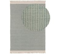 benuta Pure Alfombra Lana Kim - Menta 200x300 cm - Algodón - Rectangular & Estilo: Ikat, Hygge & Cozy, Minimalista - para Salon, Sala de Estar, Dormitorio - Fácil de Limpiar