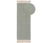 benuta Pure Alfombra Lana Kim - Menta 70x200 cm - Algodón - Pasillo & Estilo: Ikat, Hygge & Cozy, Minimalista - para Salon, Sala de Estar, Dormitorio - Fácil de Limpiar