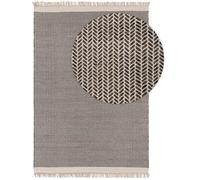 benuta Pure Alfombra Lana Kim - Negro/Blanco 120x170 cm - Algodón - Rectangular & Estilo: Ikat, Hygge & Cozy, Minimalista - para Salon, Sala de Estar, Dormitorio - Fácil de Limpiar