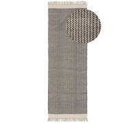 benuta Pure Alfombra Lana Kim - Negro/Blanco 70x200 cm - Algodón - Pasillo & Estilo: Ikat, Hygge & Cozy, Minimalista - para Salon, Sala de Estar, Dormitorio - Fácil de Limpiar