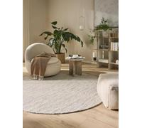 benuta Pure Alfombra Lana Rocco - Beige/Negro 250 cm - Redonda & Estilo: Ethno-Style, Natural Living, Minimalista - para Salon, Sala de Estar, Dormitorio - Fácil de Limpiar