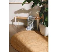 benuta Pure Alfombra Yute Jutta - Natural Redonda 120 cm - Tejido a Mano para Dormitorio, Sala de Estar y Salon - Diseño Boho - Apta para Suelos radiantes