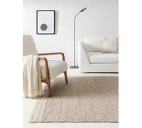 Benuta Pure Lana - Alfombra de Lana Tejida a Mano, Rectangular y en Estilo: Lisa, Hygge & Cozy, Minimalista, Natural, fácil de Limpiar para salón o Dormitorio, Color Beige, 160 x 230 cm