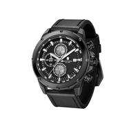 BENYAR by Relojes para Hombres SAPPHERO Impermeables Reloj de Hombre Cronógrafo Negro/Azul Cuero Plata/Negro/Rosa Dorado Caja Negra/Azul Esfera/Cumpleaños/Navidad/Regalo para el día del Padre