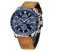 BENYAR Relojes Hombre Cronografo Analógico Movimiento de Cuarzo Impermeable Luminoso Fecha Reloj Pulsera Hombre Banda de Cuero Negocios Casual Diseñador Relojes Elegante Regalo para Hombre