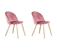 BenyLed Juego de 2 Sillas de Comedor Tapizadas, Sillas Ergonómicas con Asiento y Respaldo de Terciopelo Suave, Patas de Metal Ajustables, Sillas Auxiliares para Comedor, Salón, Dormitorio, Rosa