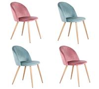 BenyLed Juego de 4 Sillas de Comedor Tapizadas con Respaldo de Asiento de Terciopelo Suave y Patas de Metal Ajustables de Madera (Verde+Rosa)