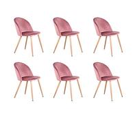 BenyLed Juego de 6 Sillas de Comedor Tapizadas, Sillas Ergonómicas con Asiento y Respaldo de Terciopelo Suave, Patas de Metal Ajustables, Sillas Auxiliares para Comedor, Salón, Dormitorio, Rosa