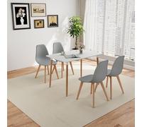 BenyLed Mesa de Comedor Rectangular de 110 cm con 4 sillas, Mesa de Cocina y Sillas Escandinavas para 4 Personas, Ideal para Comedor, Cocina y Apartamento. (Gris + Blanco)