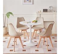 BenyLed Set de Mesa Redondas y 4 Sillas para Cocina, Terraza, Jardín, Balcón o Comedor, Mesa y Sillas, Set de 5 Piezas (Marrón+DTYZ)