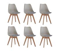 BenyLed - Sillas de comedor escandinavas modernas, juego de 6 con cojín de tela, patas de haya marrón