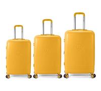 Benzi Bz5827am Juego De Maletas, 3 Piezas Rígidas Extensibles Abs, Cabina 50 Cm Mediana 60 Cm Grande 70 Cm, 4 Ruedas Dobles, Cerradura De Combinación, Amarillo