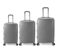 Benzi Bz5827g Juego De Maletas, 3 Piezas Rígidas Extensibles Abs, Cabina 50 Cm Mediana 60 Cm Grande 70 Cm, 4 Ruedas Dobles, Cerradura De Combinación, Gris