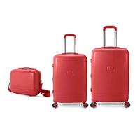 Benzi Bz5827r-60/50 Juego De Maletas, 2 Piezas Rígidas Extensibles Abs Y Neceser, Cabina 50 Cm Y Mediana 60 Cm, 4 Ruedas Dobles, Cerradura De Combinación, Rojo