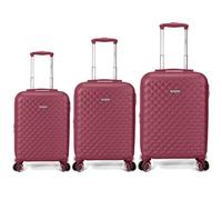BENZI Juego de Maletas BZ5823GT 3 Piezas Rígidas Extensibles ABS, Cabina 50 cm Mediana 60 cm Grande 70 cm, 4 Ruedas Dobles, Cerradura de Combinación, Granate