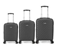 BENZI Juego de Maletas BZ5823N 3 Piezas Rígidas Extensibles ABS, Cabina 50 cm Mediana 60 cm Grande 70 cm, 4 Ruedas Dobles, Cerradura de Combinación, Negro