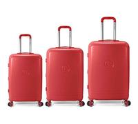 BENZI Juego de Maletas BZ5827R, 3 Piezas Rígidas Extensibles ABS, Cabina 50 cm Mediana 60 cm Grande 70 cm, 4 Ruedas Dobles, Cerradura de Combinación, Rojo