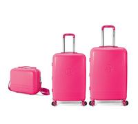 BENZI Juego de Maletas BZ5827RS-60/50, 2 Piezas Rígidas Extensibles ABS y Neceser, Cabina 50 cm y Mediana 60 cm, 4 Ruedas Dobles, Cerradura de Combinación, Rosa