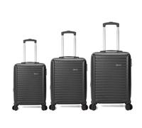 BENZI Juego de Maletas BZ5845N 3 Piezas Rígidas Extensibles ABS, Cabina 50 cm Mediana 60 cm Grande 70 cm, 4 Ruedas Dobles, Cerradura de Combinación, Negro