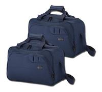 BENZI | Pack 2X Bolsas de Viaje 40x25x20 cm | Equipaje de Mano Aprobado RYANAIR y VUELING | Ligera y Resistente en Poliéster | Cinta para Trolley | Maleta de Cabina Flexible - Color Azul