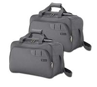 BENZI | Pack 2x Bolsas de Viaje 40x25x20 cm | Equipaje de Mano Aprobado Ryanair y Vueling | Ligeras y Resistentes en Poliéster | Cinta para Trolley | Maleta de Cabina Flexible | GRIS