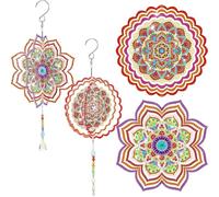 Beojonvy Carillón de viento con pintura de diamantes, 2 piezas de pintura de diamantes para niños, colgante de pintura de diamantes, para niños, regalo para niñas 6, 7, 8, 9, 10, 11 años