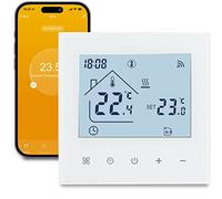 Beok Termostato Inteligente WI-FI para Calentamiento de Agua, TDR89W-WIFI-WP Termostato de Ambiente de Programación con Pantalla táctil LCD Digital Compatible Alexa Google Home Aplicación Tuya Blanco