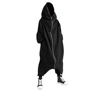 Beokeuioe Abrigo de invierno para hombre, capa steampunk, abrigo gótico, vintage, gabardina, chaqueta de invierno, cortavientos, con capucha, chaqueta gótica, abrigo punk, A1 negro., XL