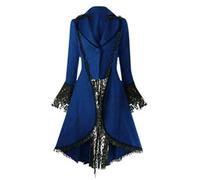 Beokeuioe Abrigo gótico para mujer, chaqueta blazer tops, abrigo steampunk, botón de outwear, vintage, irregular, abrigo de doble botonadura para mujer, A azul., XXXXL