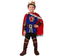 Beokeuioe Auténtico disfraz de príncipe para niño con capa, disfraz de rey para niños, juego completo, disfraz de carnaval, Halloween para niños, regalo para cumpleaños infantiles, A012 azul, XL