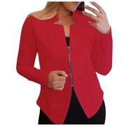 Beokeuioe Blazer Corto Blazer Mujer Bolero Blazer Mujer Elegante Corto para Vestido Blazer Verano Deportivo Verano Chaqueta de Traje Moderno Ligero Boleros Traje Chaqueta Sakko Ligero, rojo, M