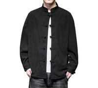 Beokeuioe Chaqueta de pana para hombre, traje Tang con botón de rana | Estilo chino Retro Moda Manga Larga Camisa Tradicional Chino Ropa Kung Fu Tai Chi Suelta