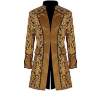 Beokeuioe Chaqueta gótica larga para hombre, palacio victoriano, disfraz medieval, Halloween, carnaval, cosplay, vampiro, abrigo steampunk, actuaciones, teatro, gabardina, A amarillo., XL