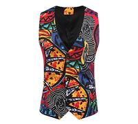 Beokeuioe Hombres - Classic Paisley Business Gilet - Juego de gemelos de pajarita formal sin mangas chaleco Hanky Pocket Square Ballparty chaleco traje de boda novio traje chaleco, A2 rojo., L