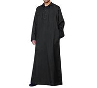 Beokeuioe Hombres Vestidos Musulmanes Ropa Islámica Hombres,Ropa árabe Manga Larga suelta Caftán Musulmana Vestidos Hombres Ropa Islámica Largo Vestidos Musulmanes, X2 Negro, S