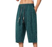 Beokeuioe Pantalones cortos de lino Pantalones ligeros de verano Ropa asiática Pantalones de chándal japoneses tradicionales transpirables estilo japonés para playa Pantalones de taro japoneses para