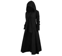 Beokeuioe Ropa medieval para mujer, vestido gótico, tallas 5XL, disfraz de Halloween, capa con capucha, carnaval, fiesta, vestido de punto, suéter largo, irregular con capucha, otoño e invierno,