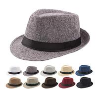 Beokeuioe Sombrero Fedora Moda Panamá Sombrero de Fieltro Gángster Sombreros para Hombre y Mujer, Trilby Snap Ala Ancha Estilo Vintage Sombrero de Vestido Mafia Gángster Hombres Fedora Trilby Bogart