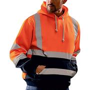 Beokeuioe - Sudadera con capucha de alta visibilidad para hombre, chaleco reflectante, chándal con rayas reflectantes de seguridad, Clockwork Orange, blusa de trabajo, sudadera de seguridad, talla 7XL