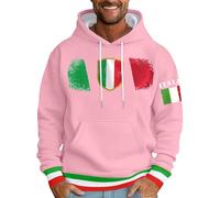 Beokeuioe Sudadera con capucha para hombre, cálida, sudadera con capucha y | Sudadera con estampado de bandera italiana y bolsillo manga larga cordón suéter ocio callejero tops