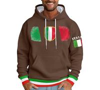 Beokeuioe Sudadera con capucha para hombre, cálida, sudadera con capucha y | Sudadera con estampado de bandera italiana y bolsillo manga larga cordón suéter ocio callejero tops