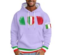 Beokeuioe Sudadera con capucha para hombre, cálida, sudadera con capucha y | Sudadera con estampado de bandera italiana y bolsillo manga larga cordón suéter ocio callejero tops