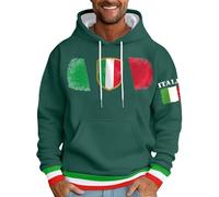 Beokeuioe Sudadera con capucha para hombre, cálida, sudadera con capucha y | Sudadera con estampado de bandera italiana y bolsillo manga larga cordón suéter ocio callejero tops