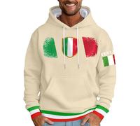 Beokeuioe Sudadera con capucha para hombre, cálida, sudadera con capucha y | Sudadera con estampado de bandera italiana y bolsillo manga larga cordón suéter ocio callejero tops