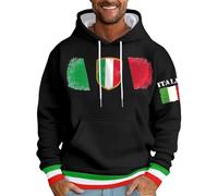 Beokeuioe Sudadera con capucha para hombre, cálida, sudadera con capucha y | Sudadera con estampado de bandera italiana y bolsillo manga larga cordón suéter ocio callejero tops