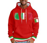 Beokeuioe Sudadera con capucha para hombre, cálida, sudadera con capucha y | Sudadera con estampado de bandera italiana y bolsillo manga larga cordón suéter ocio callejero tops